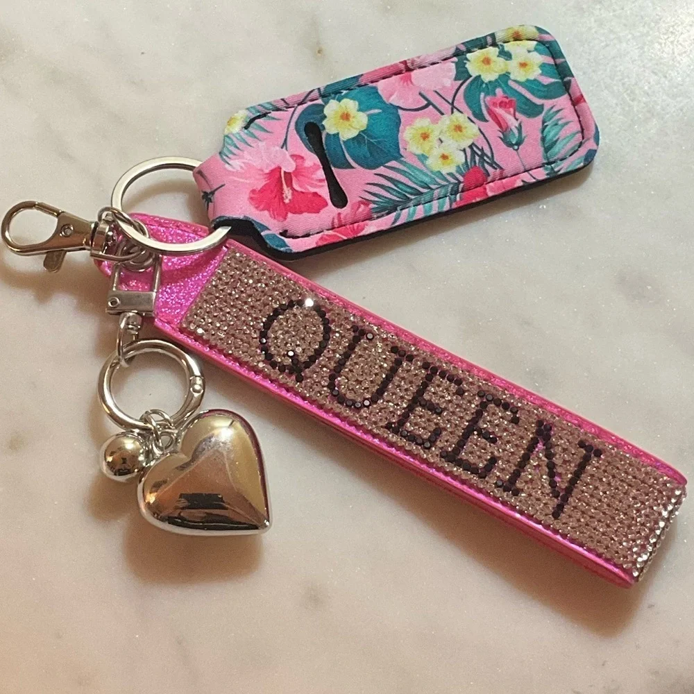 Queen Pink Detachable Purse Keychain & Lipstick Pouch